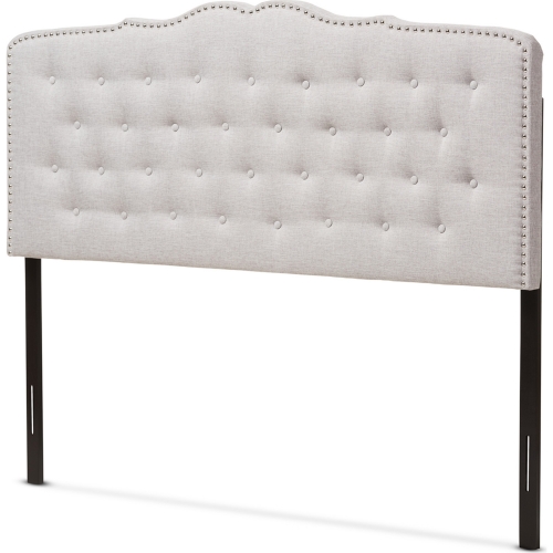 Lucy Queen Headboard in Gray Beige Fabric